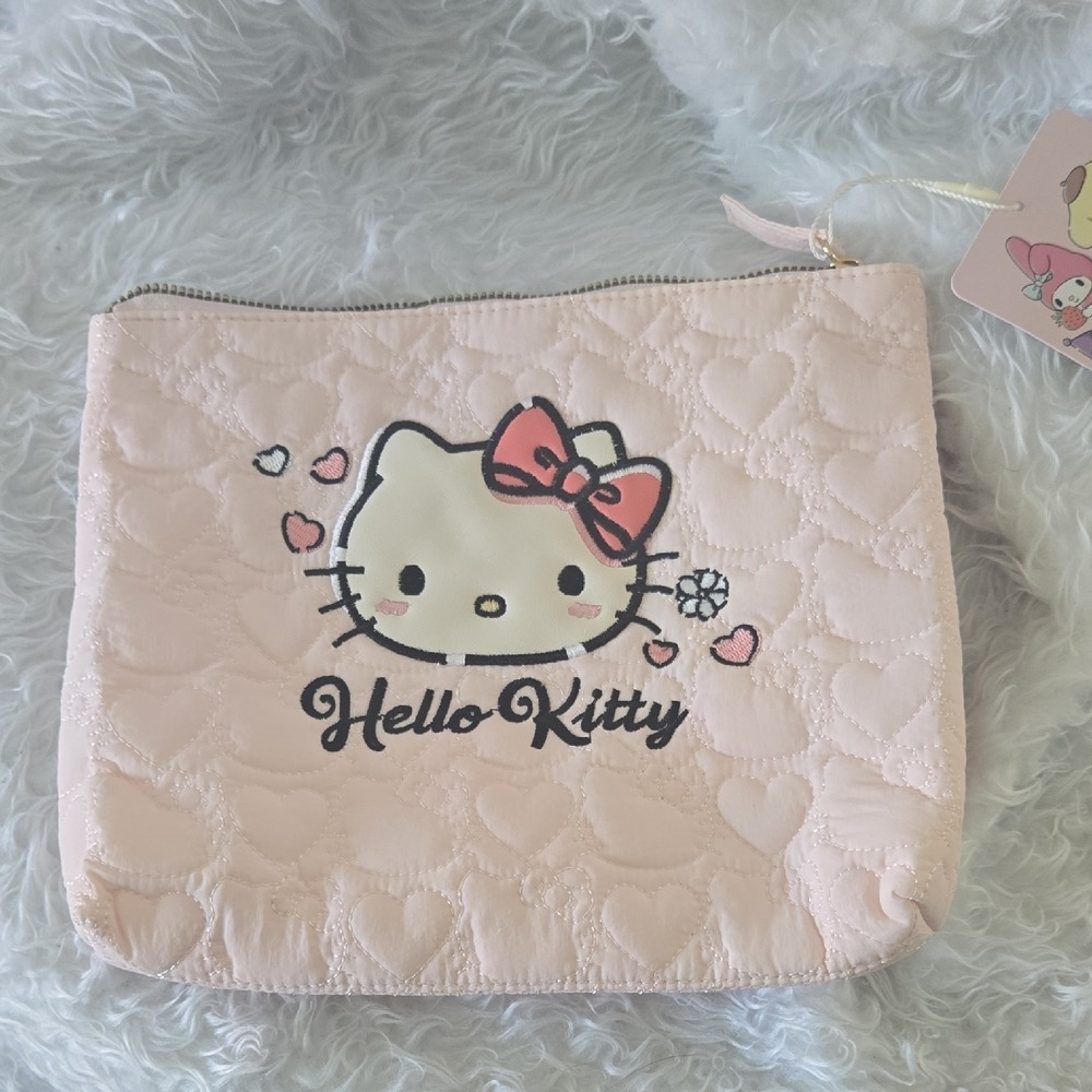Sanrio Hello Kitty x Primark Pink Quilted Heart Makeup Bag Pouch New